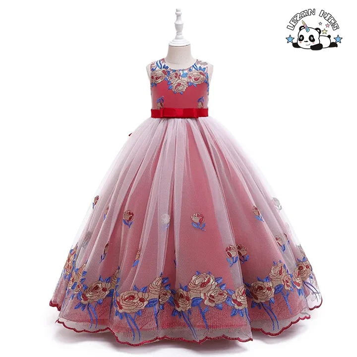 LEZONKIDS - Vestidos de Damas de Honra para Meninas Adolescentes para Festa Casamento Vestido de Baile Infantil Vestido de Princesa